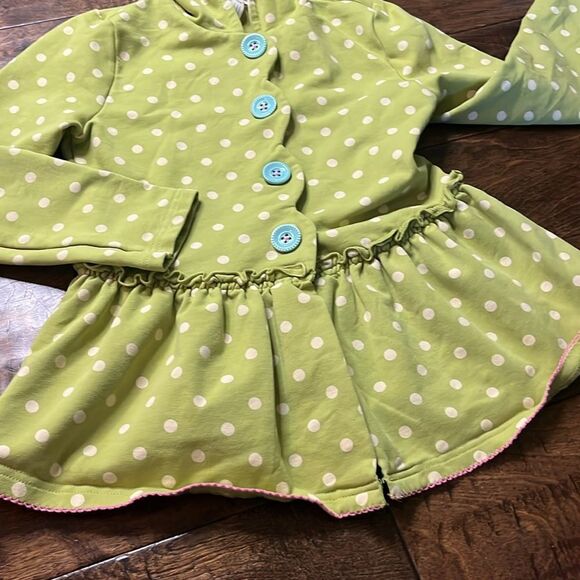 Matilda Jane Green and White Willow Dot Hoodie Jacket, size 8 - Picture 3 of 8